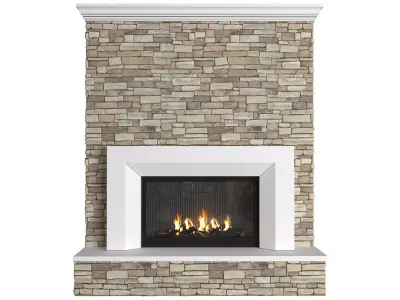Fireplace stone modern ArtDeco 3D model