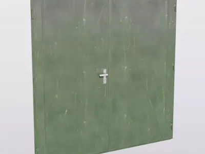 Rustic Central European garage door Low-poly 3D model