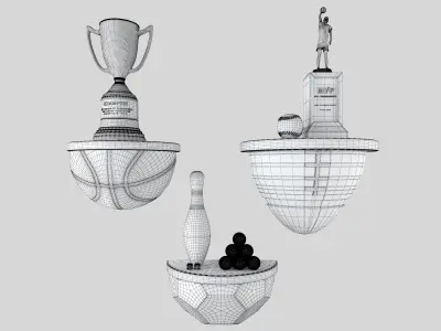 Decorative set Sport Ball Floating Shelving Pottery Barn Teen 3D model