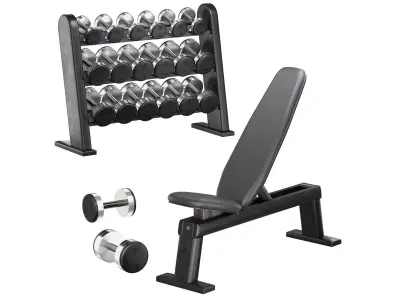 NOHrD Black DumbBells WeightBench Weight Rack  3D model