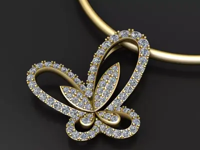 Diamond Butterfly Pendant 3D print model