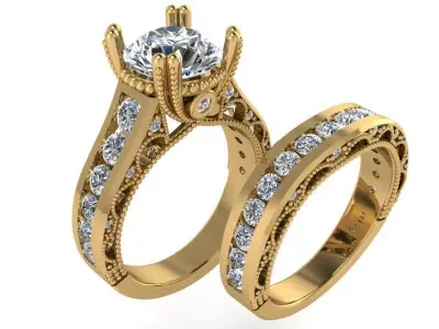Round Diamond Channel Setting Ring 2517 3D print model