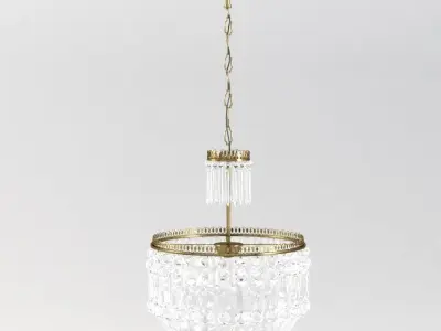 Midcentury French Cut Crystal Corbeille Style Chandelier 3D model