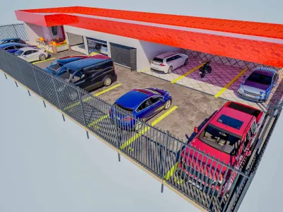 Carwash  Garage Mechanic Shop Low-poly 3D model