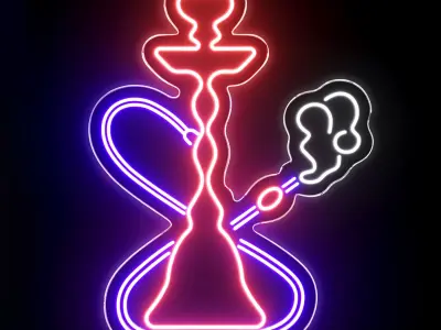 Hookah Neon Sign 3D model