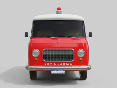 Realistic Vintage Ambulance Van High-Detail Game-Ready Asset Low-poly 3D model