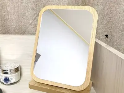 Wood tabletop table vanity stand mirror 3D model