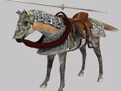 Horse knight on Low-poly 3D model