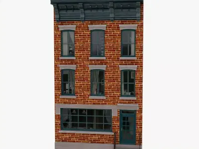 LowPoly FACADE West Village Townhouse Low-poly 3D model