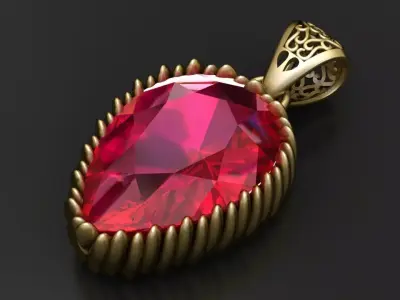 Royal Ruby Teardrop Pendant 3D print model