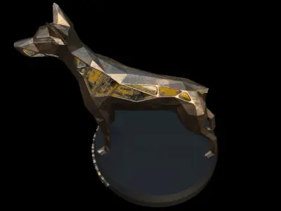 Steampunk Doberman Pinscher  Low-poly 3D model