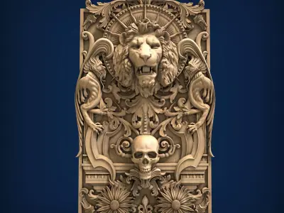 Carved panel painting STL 3D model 10