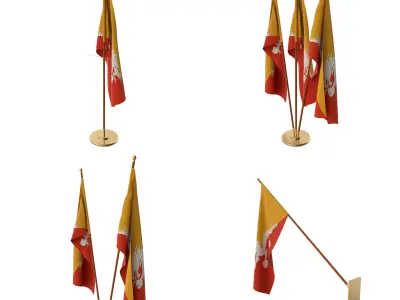 Bhutan Flag Pack 3D model