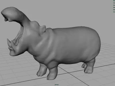 African Hippopotamus Low-poly 3D model