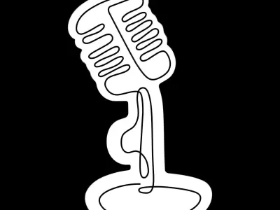Wired Microphone Neon Sign 3D model