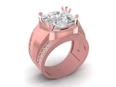 Luxury Round Cut Diamond Engagement Ring for Women 639 3D print model