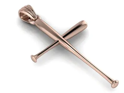 Cross Baseball Bats Pendant Charm Necklace Jewelry 3D print model