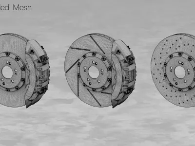 Brembo 402x39 6 Piston Brake 3D Model 3D model