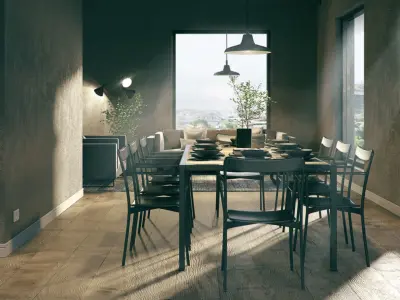 VRay - C4D Scene Files - Dining Room Interior 3D model 3D model