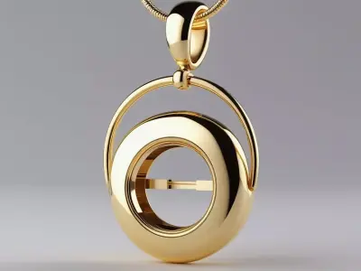Modern Gold Secret-Lock Pendant 3D print model