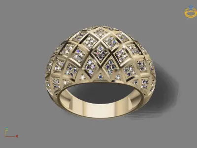 STL 3DM Print Ready Women Diamond Ring Lightweight Printable  3D print model 35