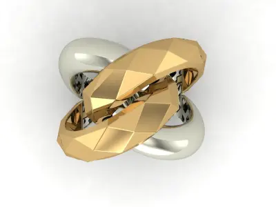 Facet Ring 008 - 5 Size  3D print model