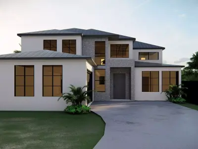 American House Traditional Residential Home 3D Model 3D model