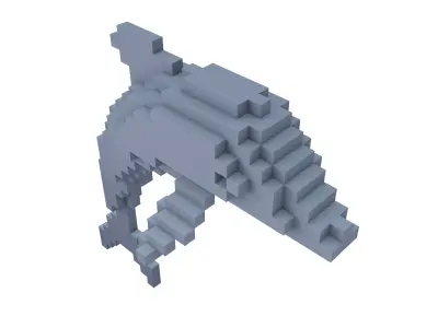 Voxel Dolphin v1 003 Low-poly 3D model