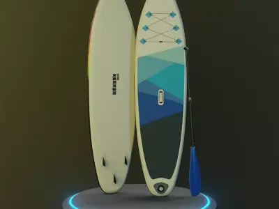 Inflatable Stand-up Paddle Board Low-poly 3D model