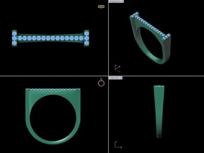 alphabet jewelry ring diamond letter I 3D print model