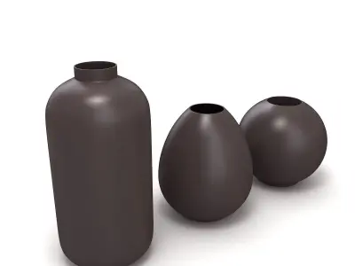 Ceramic Flower Vase Set 3D model