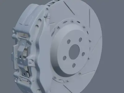 Car braking system Low-poly 3D model