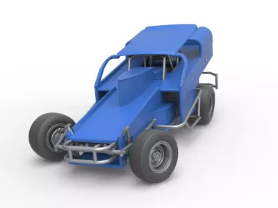 Vintage Dirt Modified stock car V2 while turning Scale 1 to 25 3D print model