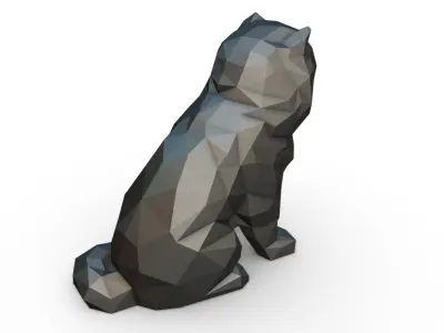 Chowchow dog figure low poly 3D print model