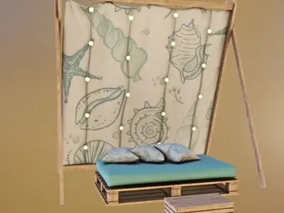Set Beach Sofa Low-poly 3D model