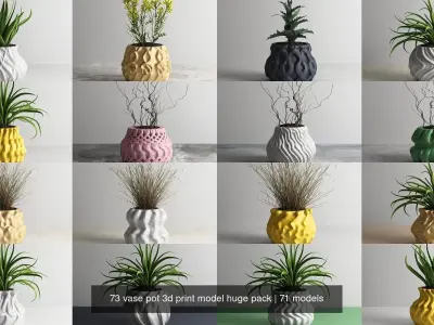 73 vase pot 3d print model huge pack 3D Model Collection