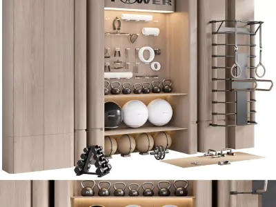 GYM RACK WITH SPORT EQUIPMENT NO2 A 3D model