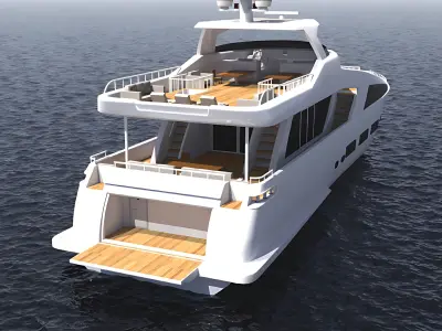 Modern Yacht Low-poly 3D model