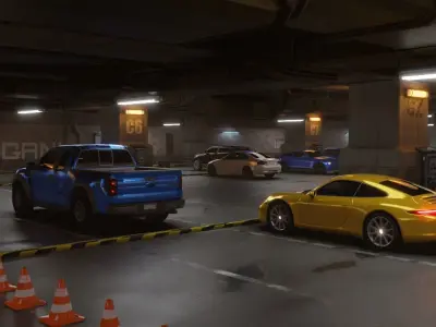 Parking lot - garage scene 3D model