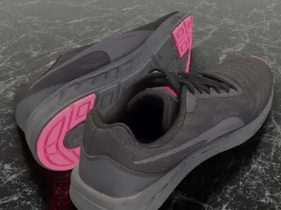 PUMA 3D SHOES - BLACK - PINK Low-poly 3D model
