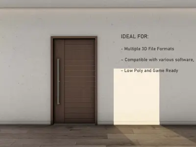 Realistic Dark Walnut Door for luxury interiors Door 6 Low-poly 3D model