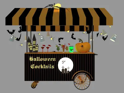Halloween Juice Cart Low-poly 3D model