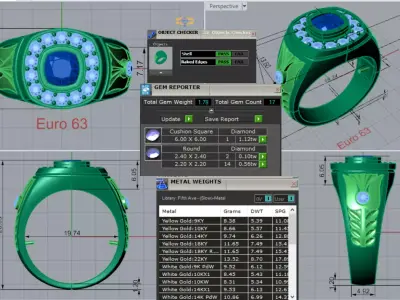 Mens Two-Tone Diamond stl 3dm Ring Classic Design Model mr0263 3D print model