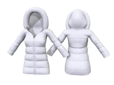 Ladies Padded Winter Coat Low-poly 3D model