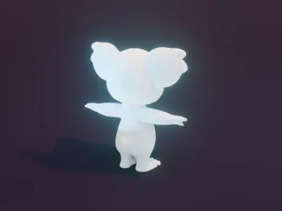 Cartoon Koala Animated and Rigged Base Mesh 3D Model Low-poly 3D model