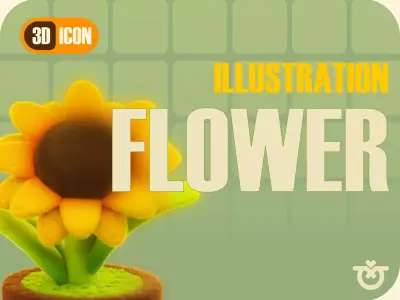 Flower In Pot Icon Stylized 3D model
