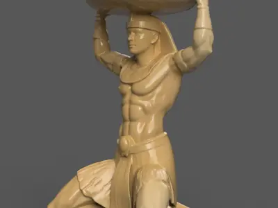 Egyptian Pharaoh Statue Bowl alexa handle candle holder 3D print model