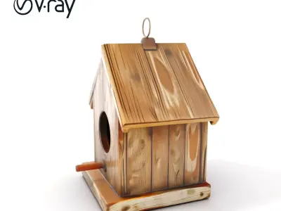 Rustic Wooden Birdhouse D Model Pack Low-poly 3D model