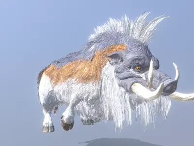 Wild Warthog Domestic Pig RUNNING 3D model