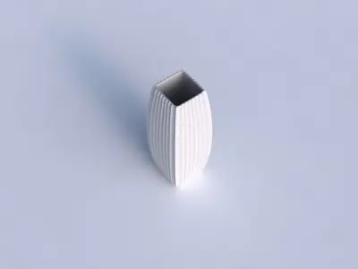 Vase rectangle with extruded vertical lines 3D print model